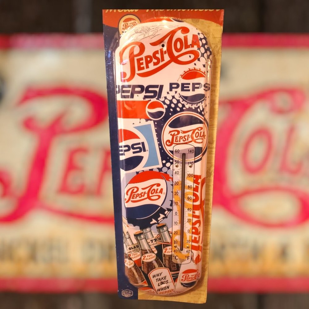 Pepsi-Cola Retro Large Metal Thermometer - Indoor/Outdoor